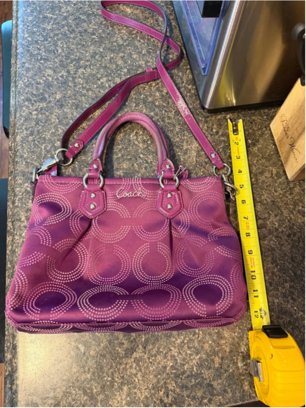Coach Ashley Purple Dotted Op Art Satchel